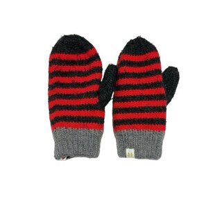 Hot Paws Striped Fleece Lined Mittens Red/Black
